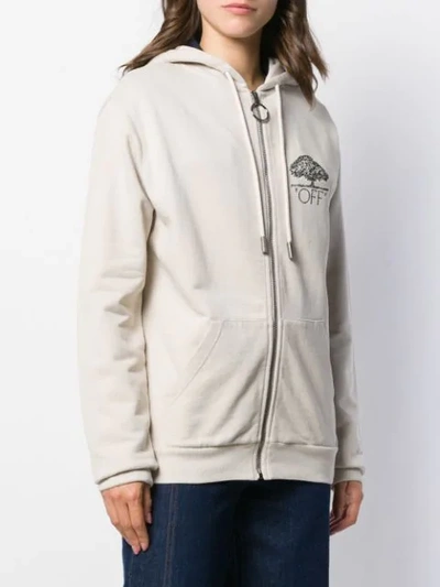 Shop Off-white Arrows Printed Zipped Hoodie In Neutrals