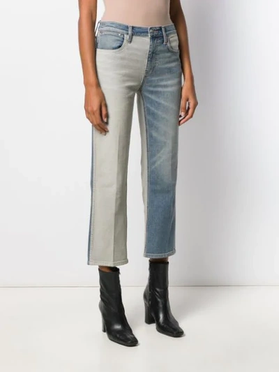 Shop Current Elliott Two Tone Jeans In Blue