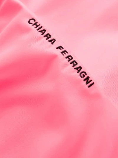 Shop Chiara Ferragni Logo Cropped Bomber Jacket In Rosa Fluo / Pink Fluo