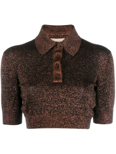 Shop Michael Kors Glitter Detail Polo Shirt In Neutrals