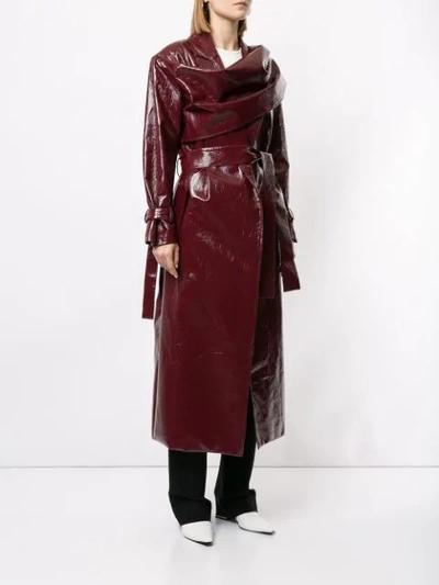 ALEKSANDRE AKHALKATSISHVILI SCARF-DETAIL TRENCH COAT - 红色