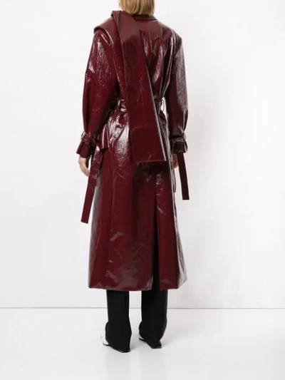 ALEKSANDRE AKHALKATSISHVILI SCARF-DETAIL TRENCH COAT - 红色