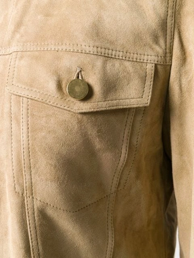 Shop Frame Cropped Bishop Jacket In Neutrals