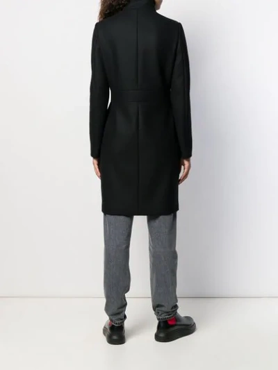 Shop Love Moschino Zipped Wool Midi Coat In Black