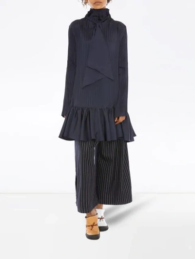 Shop Jw Anderson Pleated Mini Dress In Navy