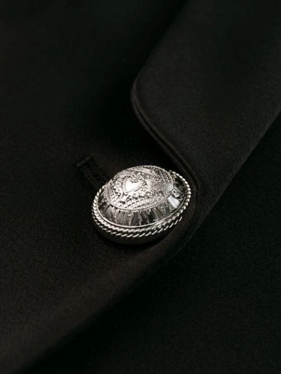 Shop Balmain Belted Satin Jacket In Black