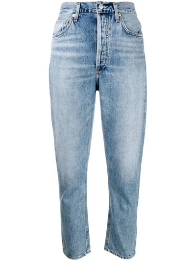 Shop Agolde Slim Faded Jeans In Blue