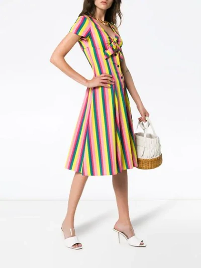 Shop Staud Alice Stripe Dress In Multicolour