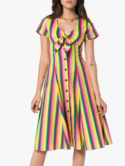 Shop Staud Alice Stripe Dress In Multicolour