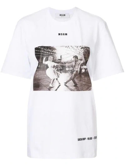 Shop Msgm T-shirt Mit Print In White