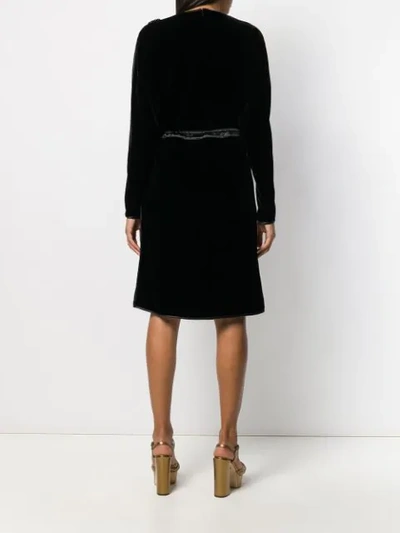 Shop Gucci Velvet Drawstring Midi Dress In Black