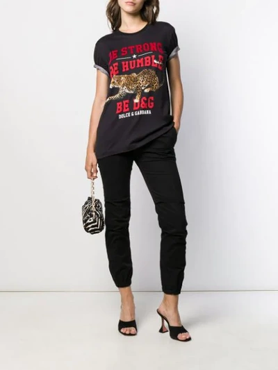 Shop Dolce & Gabbana Be Strong Be Humble T-shirt In Black