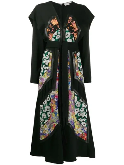 Shop Stella Mccartney Floral Patch Midi Cape Dress In Black