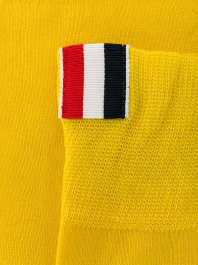 THOM BROWNE 4 条纹中筒棉袜 - 黄色