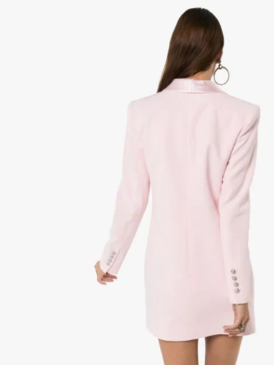 Shop Balmain Double-breasted Blazer Dress In Pink