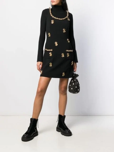 Shop Moschino Embellished Dress In Black
