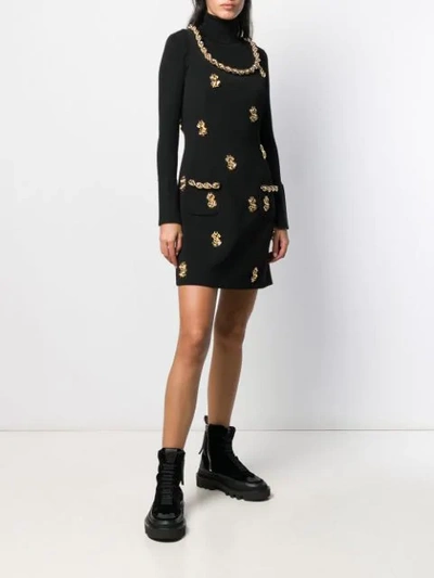 Shop Moschino Embellished Dress In Black
