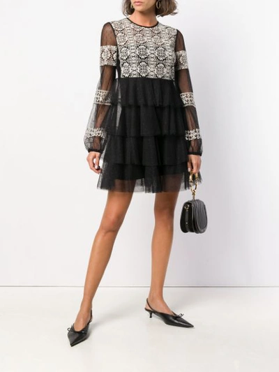 Shop Red Valentino Embroidered Lace Dress - Black