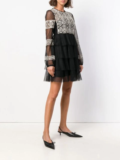 Shop Red Valentino Embroidered Lace Dress - Black