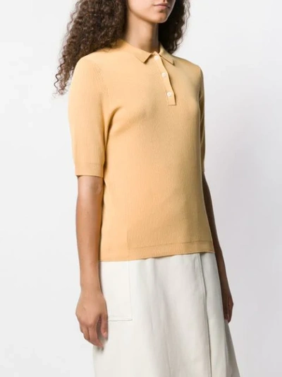 Shop Norse Projects Fitted Ribbed Polo Shirt In Yellow