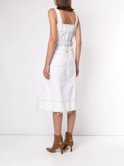 Shop Aje Shore Denim Midi Dress In White