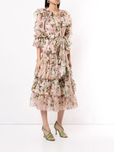 Shop Dolce & Gabbana Layered Lilies Dress In Hfkk8 Gigli Fdo.rosa
