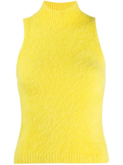 Shop Versace Sleeveless Knitted Top In A1020 Giallo