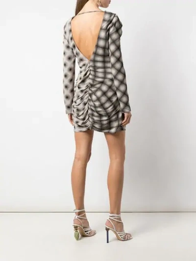 Shop Eckhaus Latta Backless Plaid Dress In Brown