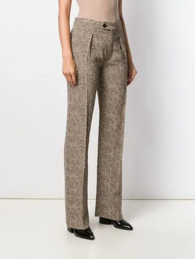 Shop Chloé Woven Zig Zag Trousers In Brown
