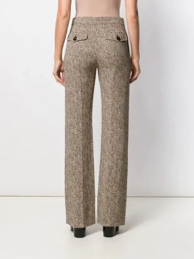 Shop Chloé Woven Zig Zag Trousers In Brown