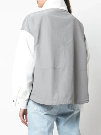 Shop Givenchy Two-tone Short Jacket In Grey