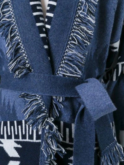 Shop Alanui Belted Cardigan In Blue