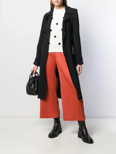 Shop Issey Miyake Cropped-length Pleated Trousers In Orange