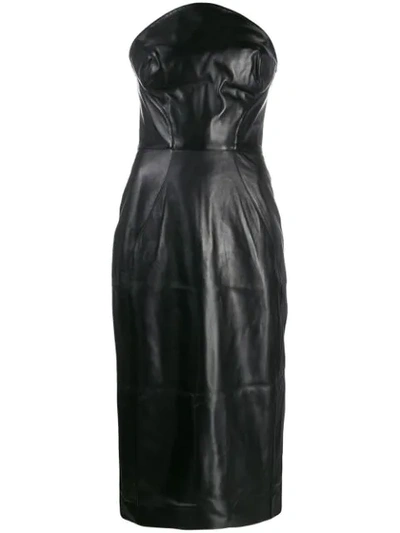 Shop Ermanno Scervino Strapless Midi Dress In Black