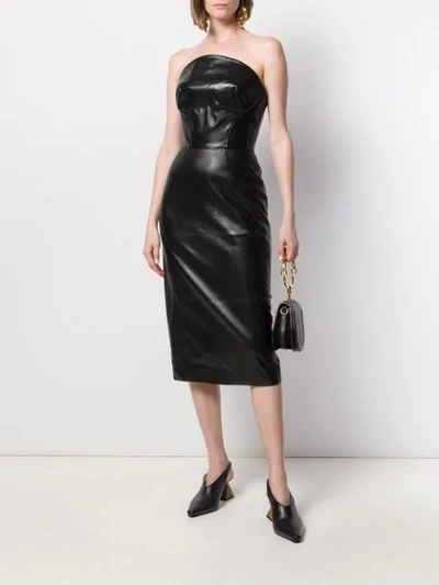 Shop Ermanno Scervino Strapless Midi Dress In Black