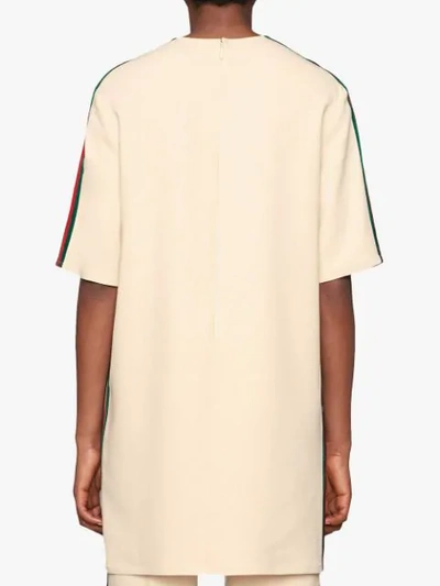 Shop Gucci Stretch Viscose Tunic Dress With Web In White