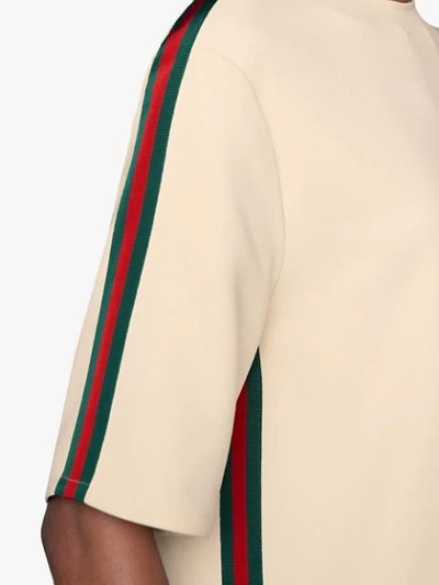 Shop Gucci Stretch Viscose Tunic Dress With Web In White