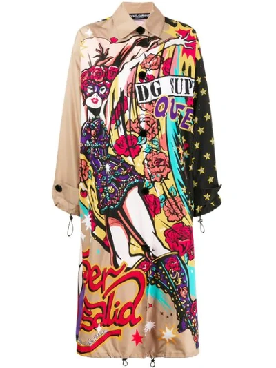 Shop Dolce & Gabbana Printed Trench Coat In Black