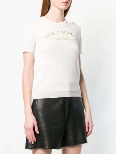 Shop Philosophy Di Lorenzo Serafini Embroidered Logo Knitted T In White