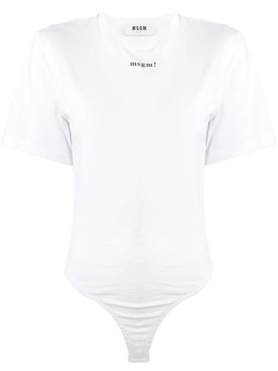 Shop Msgm Logo Print Bodysuit - White