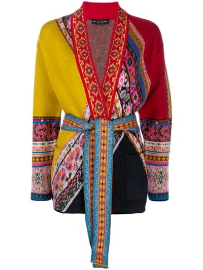 Shop Etro Tie Waist Cardigan In 750 Multicolor