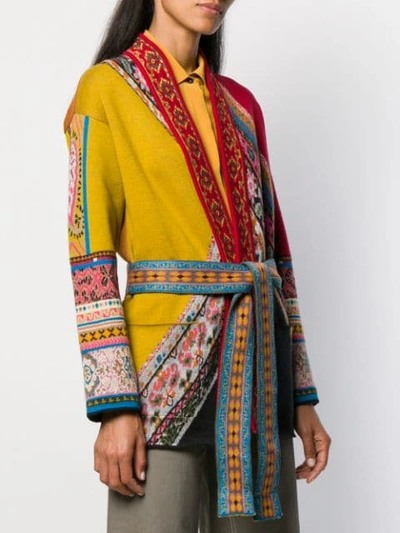 Shop Etro Tie Waist Cardigan In 750 Multicolor