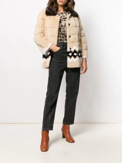 Shop Simonetta Ravizza Fur Collar Puffer Jacket In Neutrals