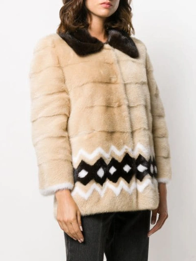 Shop Simonetta Ravizza Fur Collar Puffer Jacket In Neutrals