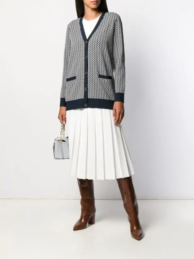 Shop Tory Burch Jacquard-knit Cardigan In Blue