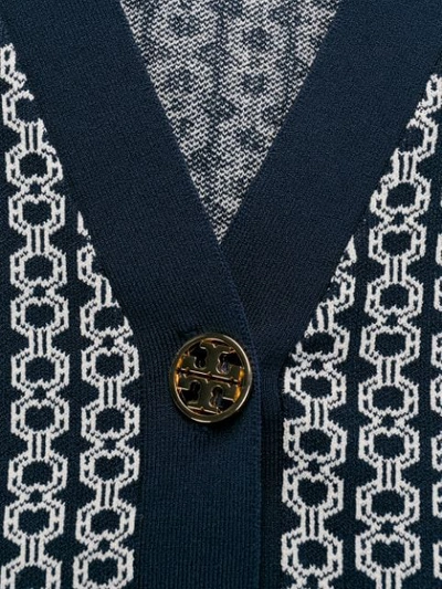 Shop Tory Burch Jacquard-knit Cardigan In Blue