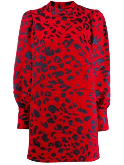 Shop Andamane Leopard Print Mini Dress In 804 Leo Rosso E Blu 