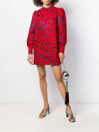 Shop Andamane Leopard Print Mini Dress In 804 Leo Rosso E Blu 