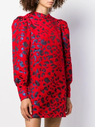 Shop Andamane Leopard Print Mini Dress In 804 Leo Rosso E Blu 