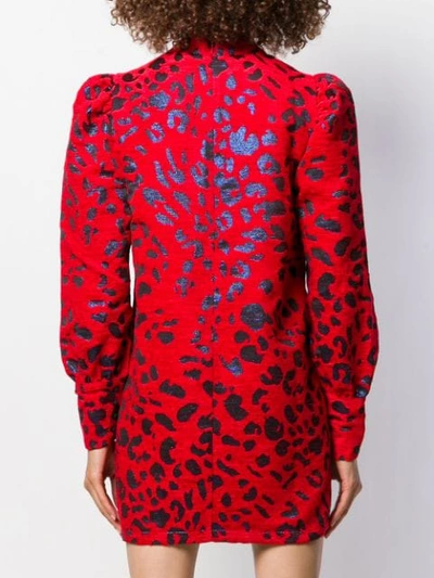 Shop Andamane Leopard Print Mini Dress In 804 Leo Rosso E Blu 